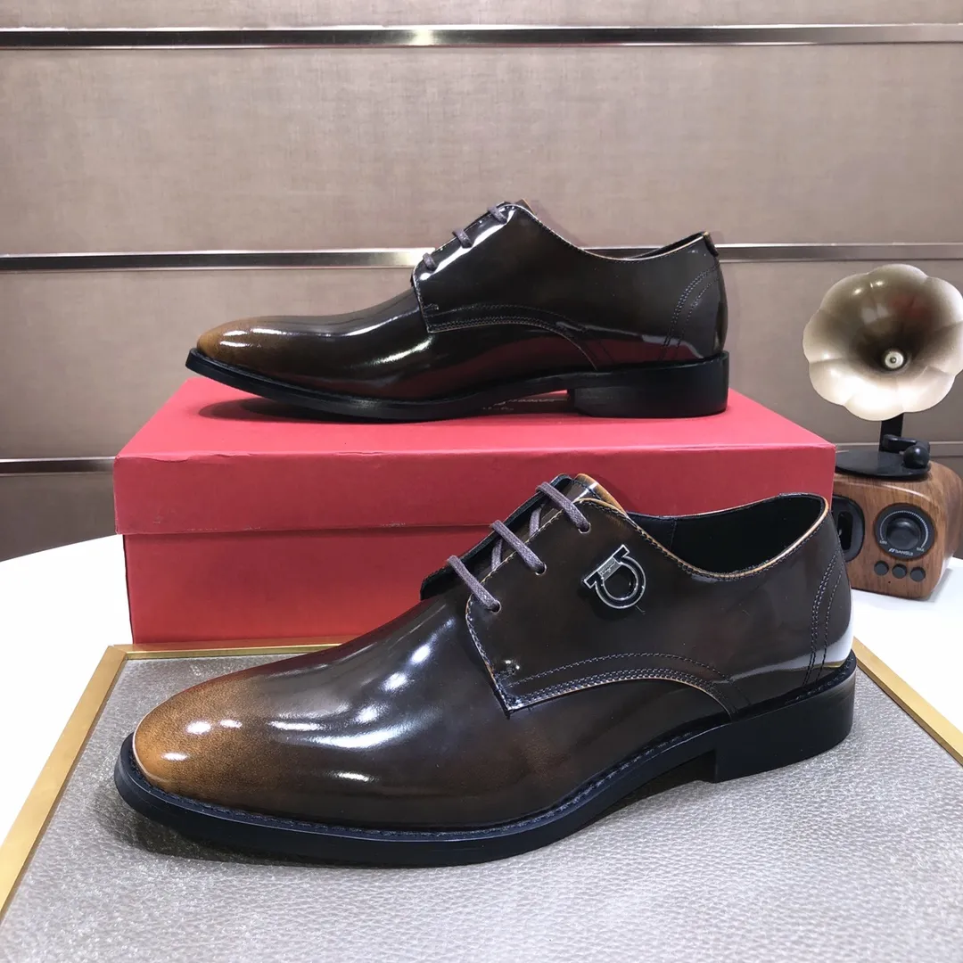 Men's shoes 💰540💰[Ferragamo/Ferragamo] (high-end Niuli) New 🍀 Ferragamo* - top version Ferragamo's classic formal leather shoes! Made of imported original cowhide, the inner top layer is comfortable cowhide lining! Original wear-resistant rubber outsole! High quality products! Code number 38-44!